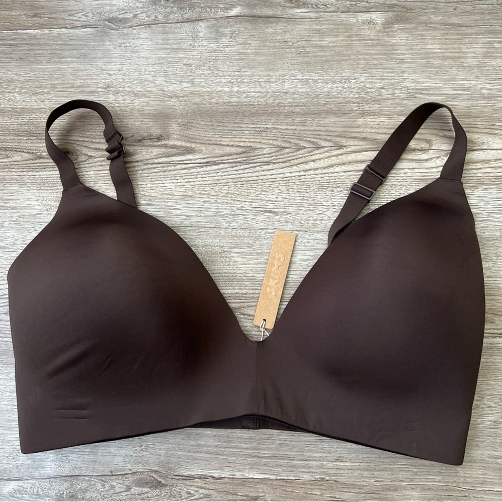 Skims Wireless Form TShirt Demi Bra Womens 38DDDD Brown Espresso Padded New
